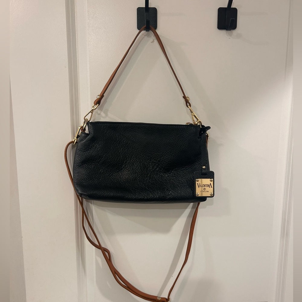 Valentina Black and Brown Crossbody Bag